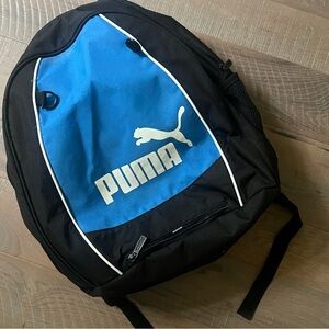 Y2K PUMA Black Blue Soccer Net Ball School Sports Large Backpack Bag J58 Duffel